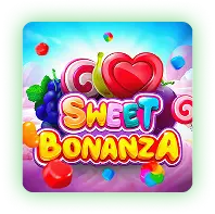 A colorful and vibrant Sweet Bonanza game logo with candy, fruit, and playful text, representing one of the popular slot games featured on Naseebet.