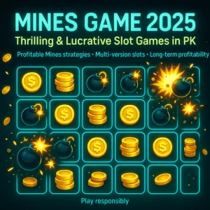 Colorful grid from a digital mines game showing coins, bombs, and explosions, promoting profitable strategies and thrilling slot gameplay in 2025. The image highlights the concept of the mines game with bright visuals and a message to play responsibly.