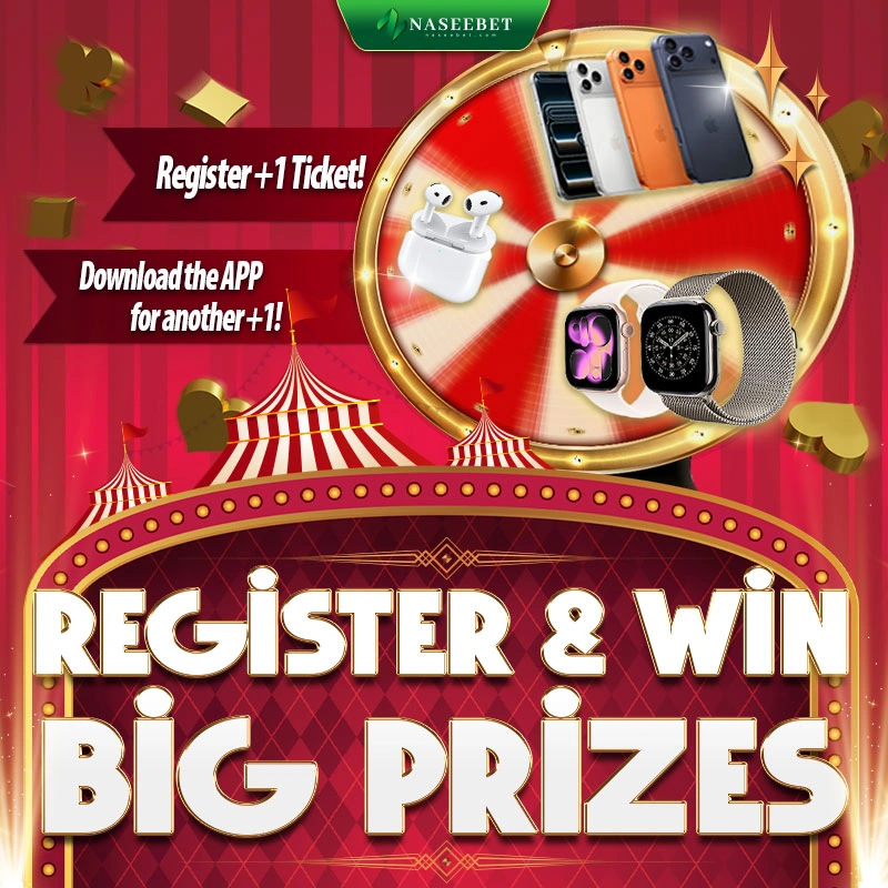 Naseebet no deposit bonus promotion to register and win big prizes like smartphones, earbuds and smartwatches